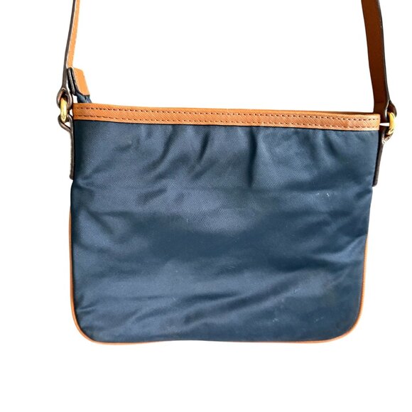 Michael Kors Kempton Handbag Zip Front Crossbody Bag Navy Blue Brown - Picture 3 of 10